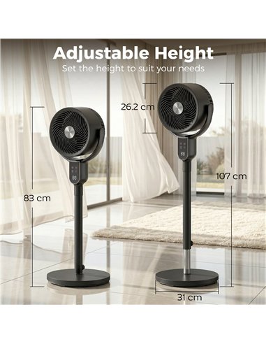HOMCOM 20 dB Silent Standing Fan for Bedroom, 42" Pedestal Fan with Remote, 90° Oscillating, 8 Speeds, Remote Control, Black
