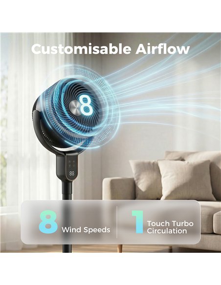 HOMCOM 20 dB Silent Standing Fan for Bedroom, 42" Pedestal Fan with Remote, 90° Oscillating, 8 Speeds, Remote Control, Black - pic 178892 | FastDaddyshop