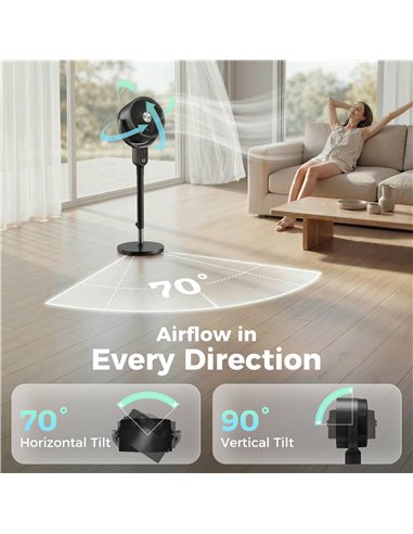 HOMCOM 20 dB Silent Standing Fan for Bedroom, 42" Pedestal Fan with Remote, 90° Oscillating, 8 Speeds, Remote Control, Black