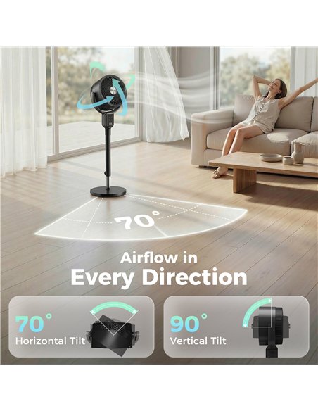 HOMCOM 20 dB Silent Standing Fan for Bedroom, 42" Pedestal Fan with Remote, 90° Oscillating, 8 Speeds, Remote Control, Black - pic 178894 | FastDaddyshop