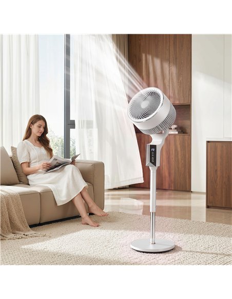 HOMCOM 20 dB Silent Standing Fan for Bedroom, 46" Pedestal Fan with Remote, 85° Oscillating, 8 Speeds, White - pic 178899 | FastDaddyshop