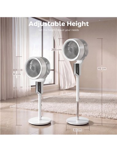 HOMCOM 20 dB Silent Standing Fan for Bedroom, 46" Pedestal Fan with Remote, 85° Oscillating, 8 Speeds, White