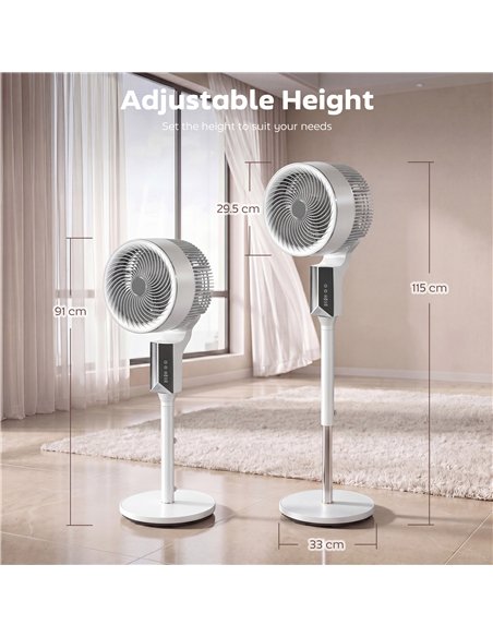 HOMCOM 20 dB Silent Standing Fan for Bedroom, 46" Pedestal Fan with Remote, 85° Oscillating, 8 Speeds, White - pic 178900 | FastDaddyshop