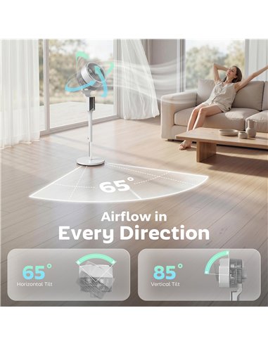 HOMCOM 20 dB Silent Standing Fan for Bedroom, 46" Pedestal Fan with Remote, 85° Oscillating, 8 Speeds, White