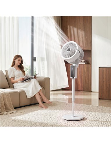 HOMCOM 20 dB Silent Standing Fan for Bedroom, 44" Pedestal Fan with 90° Oscillating, 8 Speeds and LED Light, White