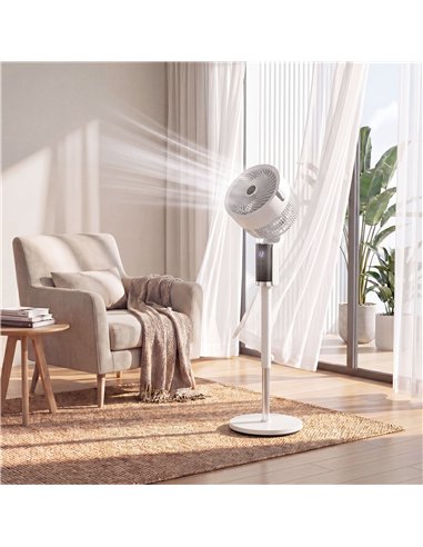 HOMCOM 20 dB Silent Standing Fan for Bedroom, 44" Pedestal Fan with 90° Oscillating, 8 Speeds and LED Light, White