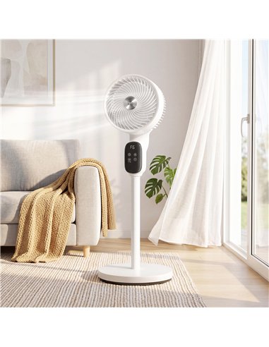 HOMCOM 20 dB Silent Standing Fan for Bedroom, 39in Pedestal Fan with Remote, Oscillating, 8 Speeds, Adjustable Height, White