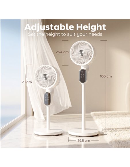 HOMCOM 20 dB Silent Standing Fan for Bedroom, 39in Pedestal Fan with Remote, Oscillating, 8 Speeds, Adjustable Height, White - pic 178918 | FastDaddyshop