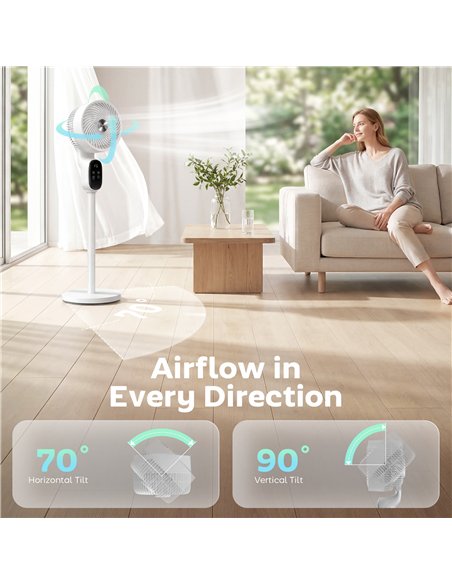 HOMCOM 20 dB Silent Standing Fan for Bedroom, 39in Pedestal Fan with Remote, Oscillating, 8 Speeds, Adjustable Height, White - pic 178920 | FastDaddyshop
