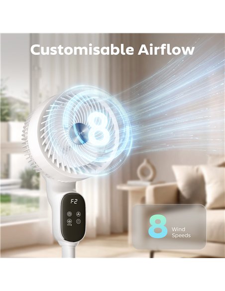 HOMCOM 20 dB Silent Standing Fan for Bedroom, 39in Pedestal Fan with Remote, Oscillating, 8 Speeds, Adjustable Height, White - pic 178921 | FastDaddyshop