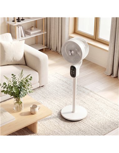 HOMCOM 20 dB Silent Standing Fan for Bedroom, 39in Pedestal Fan with Remote, Oscillating, 8 Speeds, Adjustable Height, White