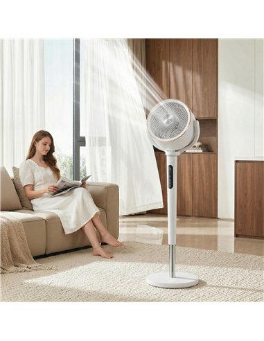HOMCOM 20dB Silent Standing Fan, 70°+90° Auto Oscillating Fan with 12 Speeds, LED Light, Air Circulator, Remote Control, 12H Tim