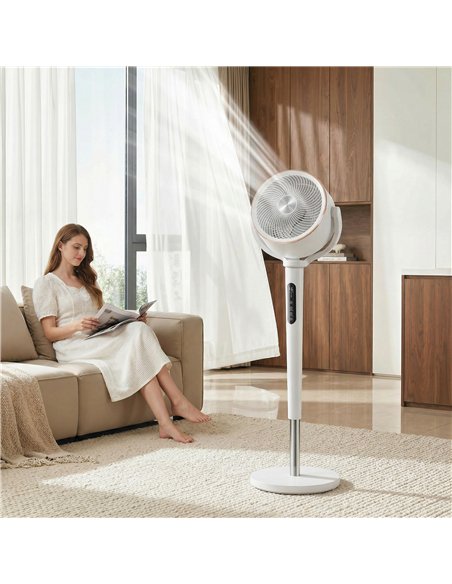 HOMCOM 20dB Silent Standing Fan, 70°+90° Auto Oscillating Fan with 12 Speeds, LED Light, Air Circulator, Remote Control, 12H Tim - pic 178926 | FastDaddyshop