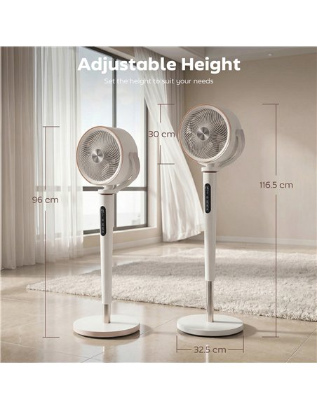 HOMCOM 20dB Silent Standing Fan, 70°+90° Auto Oscillating Fan with 12 Speeds, LED Light, Air Circulator, Remote Control, 12H Tim - pic 178927 | FastDaddyshop