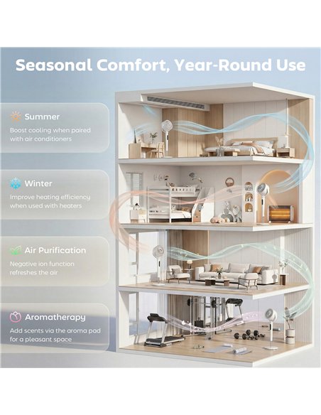 HOMCOM 20dB Silent Standing Fan, 70°+90° Auto Oscillating Fan with 12 Speeds, LED Light, Air Circulator, Remote Control, 12H Tim - pic 178932 | FastDaddyshop
