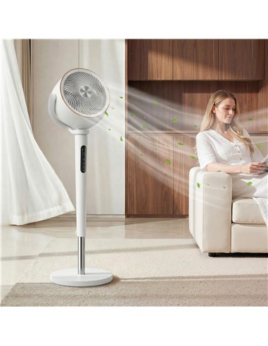 HOMCOM 20dB Silent Standing Fan, 70°+90° Auto Oscillating Fan with 12 Speeds, LED Light, Air Circulator, Remote Control, 12H Tim