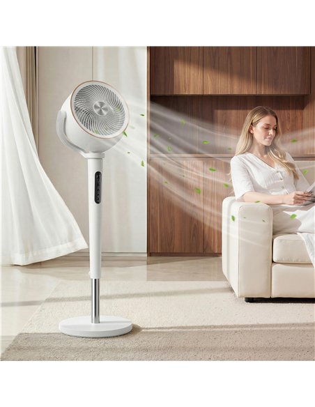 HOMCOM 20dB Silent Standing Fan, 70°+90° Auto Oscillating Fan with 12 Speeds, LED Light, Air Circulator, Remote Control, 12H Tim - pic 178933 | FastDaddyshop