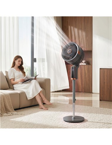 HOMCOM 20 dB Silent Standing Fan for Bedroom, 44" Pedestal Fan with 90° Oscillating, 8 Speeds and LED Light, Grey