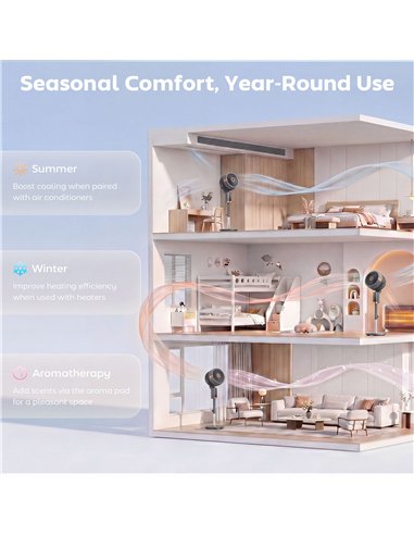 HOMCOM 20 dB Silent Standing Fan for Bedroom, 44" Pedestal Fan with 90° Oscillating, 8 Speeds and LED Light, Grey