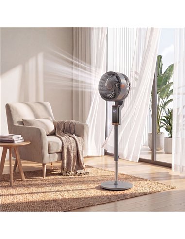 HOMCOM 20 dB Silent Standing Fan for Bedroom, 44" Pedestal Fan with 90° Oscillating, 8 Speeds and LED Light, Grey