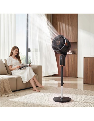 HOMCOM 20 dB Silent Standing Fan for Bedroom, 44" Pedestal Fan with 90° Oscillating, 8 Speeds and LED Light, Black