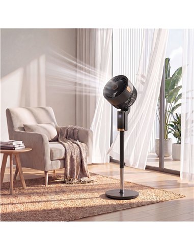 HOMCOM 20 dB Silent Standing Fan for Bedroom, 44" Pedestal Fan with 90° Oscillating, 8 Speeds and LED Light, Black