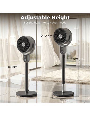 HOMCOM 20 dB Silent Standing Fan for Bedroom, 42" Pedestal Fan with Remote, 90° Oscillating, 8 Speeds, Remote Control, Grey