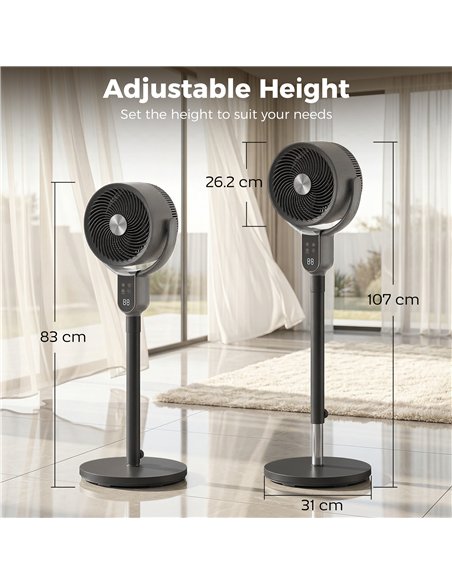 HOMCOM 20 dB Silent Standing Fan for Bedroom, 42" Pedestal Fan with Remote, 90° Oscillating, 8 Speeds, Remote Control, Grey - pic 178954 | FastDaddyshop
