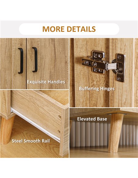 HOMCOM 2 Door Wardrobe, Modern Wardrobe with 2 Drawer and Hanging Rail for Bedroom, Natural - pic 17896 | FastDaddyshop