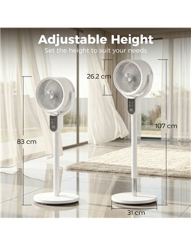 HOMCOM 20 dB Silent Standing Fan for Bedroom, 42" Pedestal Fan with Remote, 90° Oscillating, 8 Speeds, Remote Control, White