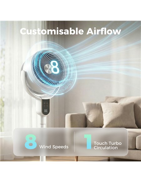 HOMCOM 20 dB Silent Standing Fan for Bedroom, 42" Pedestal Fan with Remote, 90° Oscillating, 8 Speeds, Remote Control, White - pic 178964 | FastDaddyshop