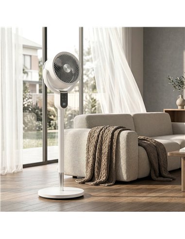 HOMCOM 20 dB Silent Standing Fan for Bedroom, 42" Pedestal Fan with Remote, 90° Oscillating, 8 Speeds, Remote Control, White