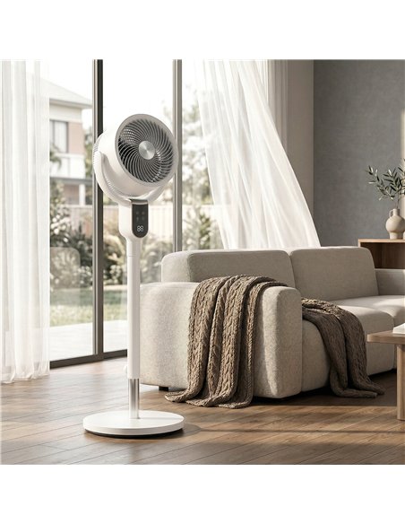 HOMCOM 20 dB Silent Standing Fan for Bedroom, 42" Pedestal Fan with Remote, 90° Oscillating, 8 Speeds, Remote Control, White - pic 178969 | FastDaddyshop