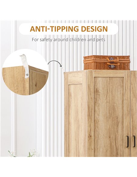 HOMCOM 2 Door Wardrobe, Modern Wardrobe with 2 Drawer and Hanging Rail for Bedroom, Natural - pic 17897 | FastDaddyshop