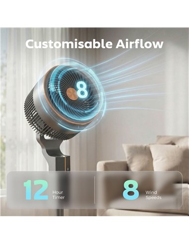HOMCOM 20 dB Silent Standing Fan for Bedroom, 46" Pedestal Fan with Remote, 85° Oscillating, 8 Speeds
