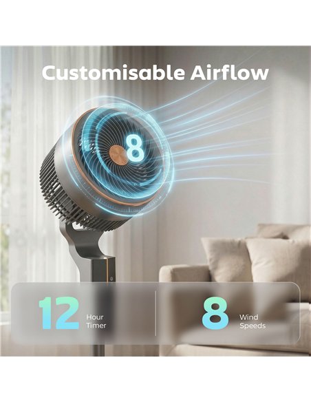 HOMCOM 20 dB Silent Standing Fan for Bedroom, 46" Pedestal Fan with Remote, 85° Oscillating, 8 Speeds - pic 178973 | FastDaddyshop