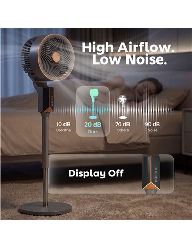 HOMCOM 20 dB Silent Standing Fan for Bedroom, 46" Pedestal Fan with Remote, 85° Oscillating, 8 Speeds
