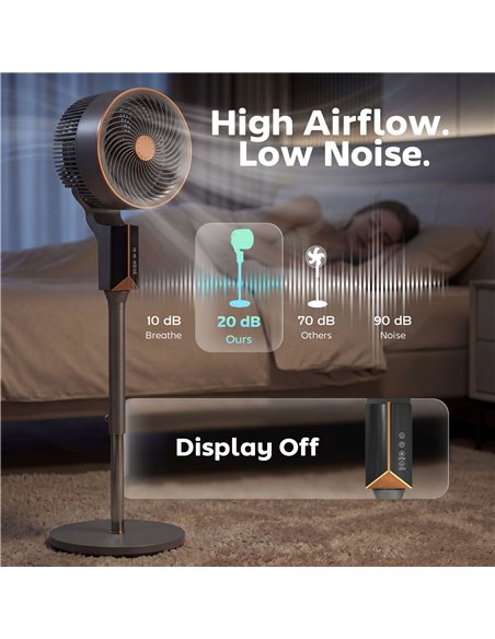 HOMCOM 20 dB Silent Standing Fan for Bedroom, 46" Pedestal Fan with Remote, 85° Oscillating, 8 Speeds - pic 178974 | FastDaddyshop