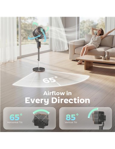 HOMCOM 20 dB Silent Standing Fan for Bedroom, 46" Pedestal Fan with Remote, 85° Oscillating, 8 Speeds