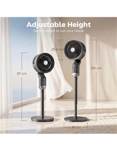 HOMCOM 20 dB Silent Standing Fan, Pedestal Fan with Remote, Oscillating, 8 Speeds, Adjustable Height, 12H Timer