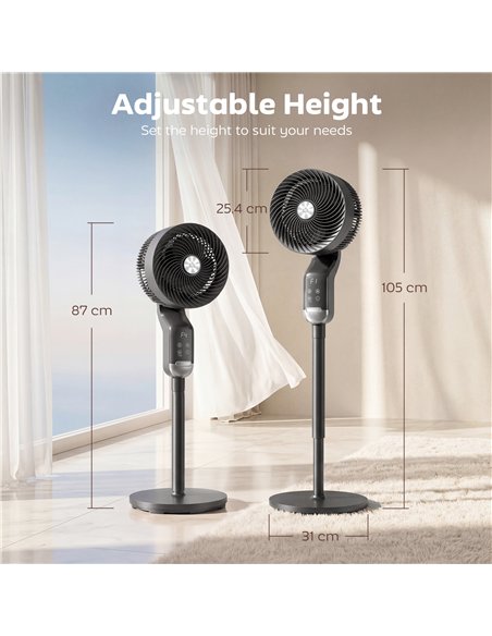 HOMCOM 20 dB Silent Standing Fan, Pedestal Fan with Remote, Oscillating, 8 Speeds, Adjustable Height, 12H Timer - pic 178981 | FastDaddyshop