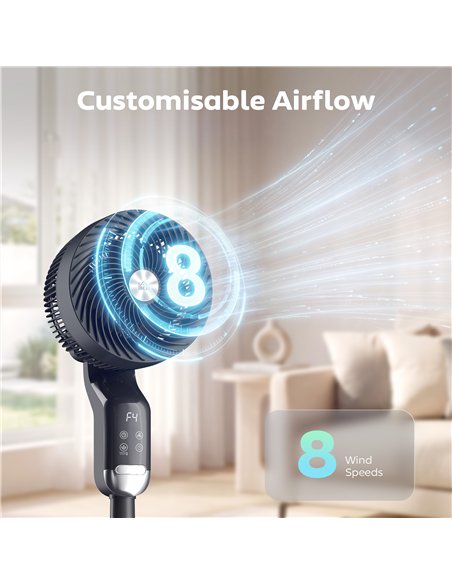 HOMCOM 20 dB Silent Standing Fan, Pedestal Fan with Remote, Oscillating, 8 Speeds, Adjustable Height, 12H Timer - pic 178984 | FastDaddyshop