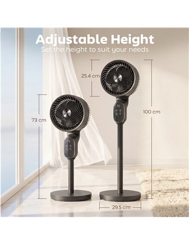 HOMCOM 20 dB Silent Standing Fan for Bedroom, 39in Pedestal Fan with Remote, Oscillating, 8 Speeds, Adjustable Height, Black