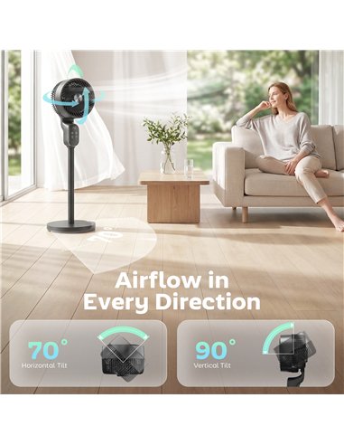 HOMCOM 20 dB Silent Standing Fan for Bedroom, 39in Pedestal Fan with Remote, Oscillating, 8 Speeds, Adjustable Height, Black