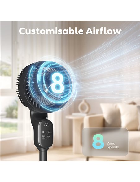 HOMCOM 20 dB Silent Standing Fan for Bedroom, 39in Pedestal Fan with Remote, Oscillating, 8 Speeds, Adjustable Height, Black - pic 178993 | FastDaddyshop