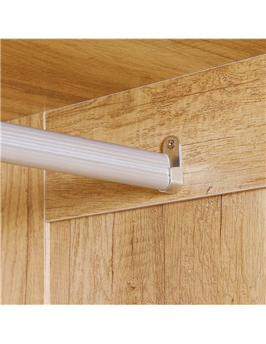 HOMCOM 2 Door Wardrobe, Modern Wardrobe with 2 Drawer and Hanging Rail for Bedroom, Natural