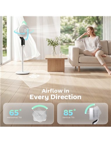 HOMCOM 20 dB Silent Standing Fan, 41in Pedestal Fan with Remote, Oscillating, 8 Speeds, Adjustable Height, 12H Timer