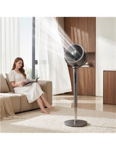 HOMCOM 20dB Silent Standing Fan, 70°+90° Auto Oscillating Fan with 12 Speeds, LED Light, Air Circulator, Remote Control, 12H Tim