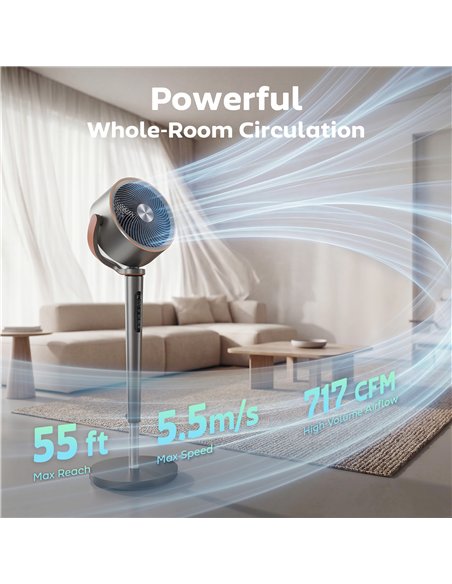 HOMCOM 20dB Silent Standing Fan, 70°+90° Auto Oscillating Fan with 12 Speeds, LED Light, Air Circulator, Remote Control, 12H Tim - pic 179009 | FastDaddyshop