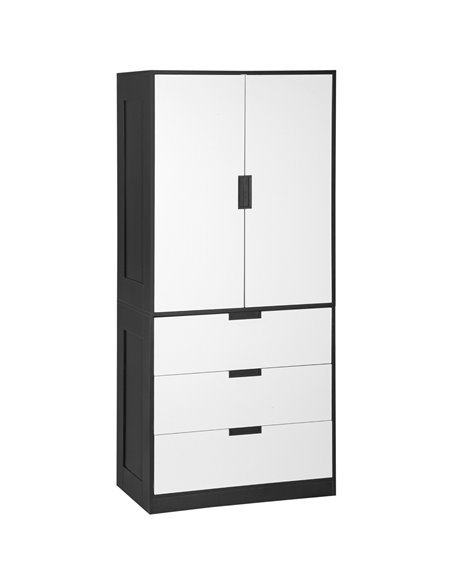 HOMCOM 2 Door Wardrobe, Modern Wardrobe with 3 Drawers and Hanging Rod for Bedroom, White - pic 17901 | FastDaddyshop